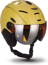 Skihelm, snowboard helm geel dames heren met vizier M hoofdomtrek 57-58cm