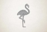 Line Art - Flamingo 2 - XS - 30x16cm - EssenhoutWit - geometrische wanddecoratie