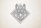 Line Art - Wolf 6 met achtergrond - M - 60x60cm - EssenhoutWit - geometrische wanddecoratie