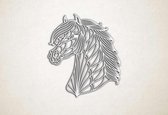 Line Art - Paard 7 - M - 68x60cm - Wit - geometrische wanddecoratie