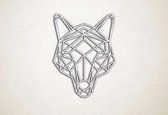 Line Art - Wolf 6 - M - 79x60cm - EssenhoutWit - geometrische wanddecoratie
