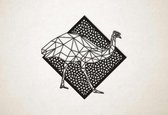 Line Art - Struisvogel met achtergrond - L - 82x83cm - Zwart - geometrische wanddecoratie