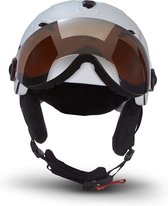 Skihelm, snowboard helm wit dames heren met vizier L hoofdomtrek 59-60cm