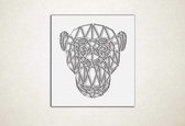 Line Art - Aap vierkant - XS - 27x25cm - Wit - geometrische wanddecoratie