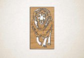 Wanddecoratie - Wandpaneel leeuw tijger - S - 60x35cm - Eiken - muurdecoratie - Line Art