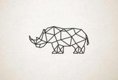 Line Art - Neushoorn - M - 41x90cm - Zwart - geometrische wanddecoratie