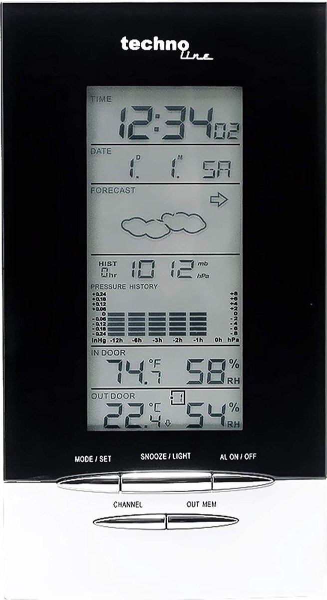 Digitale radiogestuurde klok thermometer / hygrometer weerstation - Technoline WS 6730