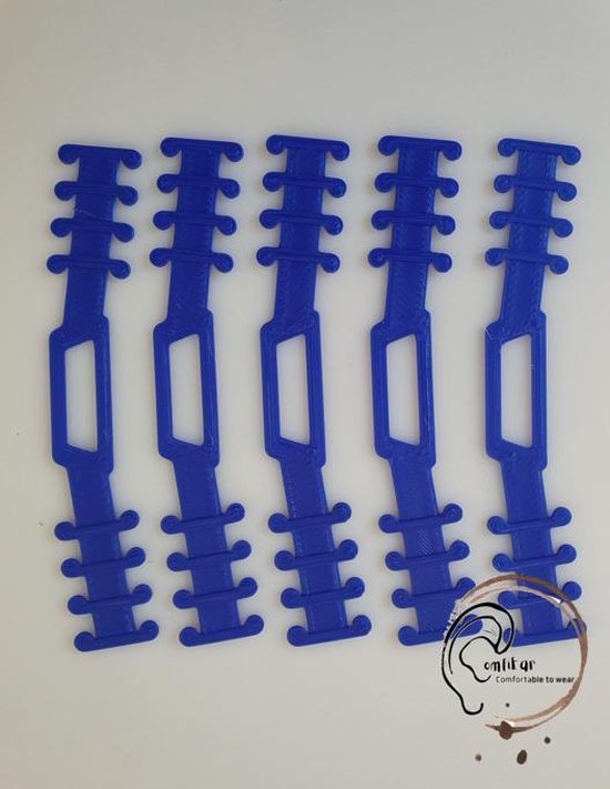 Foto: Earcomfort set 5 stuks donker blauw medisch getest earsaver mondkapje dragen zonder pijn en irritatie mondkapjes houder earsavers mondmasker mondkapje beschermstuk draagband mondmasker oorbeschermer strip voor mondkapje