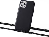 Duurzaam hoesje zwart Apple iPhone 12 mini met koord black with golden stripes