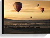 Canvas  - Luchtballonnen boven Bergen - 40x30cm Foto op Canvas Schilderij (Wanddecoratie op Canvas)