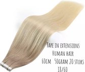Tape Hair Ombre Balayage Stikker extensions 20stuks 60cm 50gram human hair