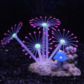 Aquarium decoratie - Koraal - Plant Fluo - Planten voor aquarium plastiek - Mooie neon planten - Roze bloemen met paddenstoel