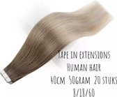Tape In Hair Ombré Balayage Stikker extensions 40cm 50gram 20stuks human hair