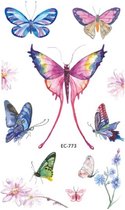 Temporary tattoo | tijdelijke tattoo | fake tattoo | vlinders - bloemen | 75 x 120 mm