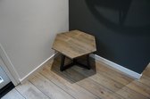 Hexagon salontafel kleur blackwash 60cm met mat zwart onderstel