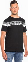 LOUD AND CLEAR® T Shirt Heren Zwart Grijs Wit - Ronde Hals - Korte Mouw - Met Print - Met Opdruk - Maat M