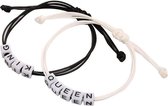 Vriendschaparmband - relatie - vrienden armband - king / queen - 2 stuks - zwart / wit - vrienden - love