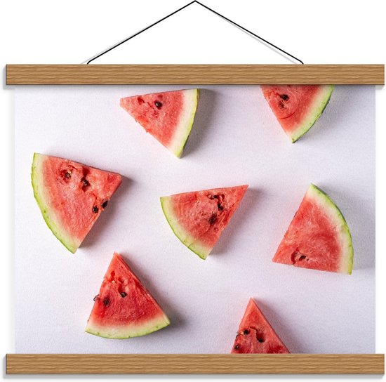Schoolplaat – Stukjes Watermeloen - 40x30cm Foto op Textielposter (Wanddecoratie op Schoolplaat)