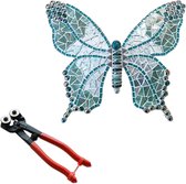 Mozaiek pakket Vlinder Turquoise + mozaiektang
