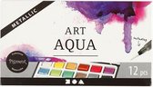 Art Aqua Aquarelverf, 10x15 mm, Metallic Kleuren, 12 Kleur, 1 Doos