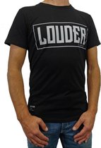 LOUDER® T Shirt Heren Zwart Grijs - Ronde Hals - Korte Mouw - Met Print - Met Opdruk - Maat M