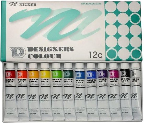 lettergreep dump klink Nicker Designer Colours - 12 stuks - Hoge kwaliteit - acrylverf - Verf -  Ghibli | bol.com