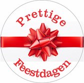Prettige Feestdagen Etiketten - Wensetiketten - Cadeau etiketten - 40 mm 40 st Rood/Wit