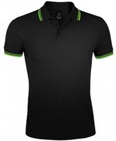 SOLS Heren Pasadena getipt korte mouw Pique Polo Shirt (Zwart/Kalk)