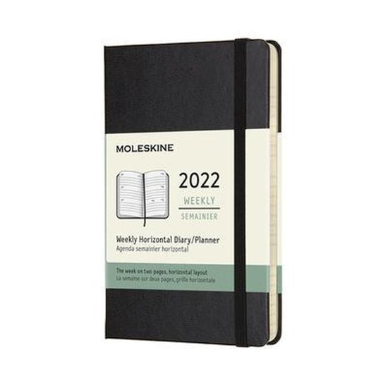 Moleskine 2022 Weekly Horizontal Planner, 12m, Pocket, Black, Hard Cover (3.5 X 5.5)