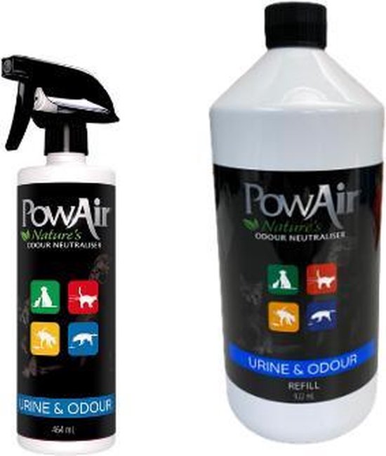 PowAir Odour & Urine - Geurverwijderaar- Combi Spray 464ml & Refill 922ml