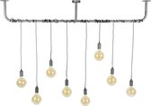 Vintage hanglamp met 8 metalen lampen in antieke zilverkleur