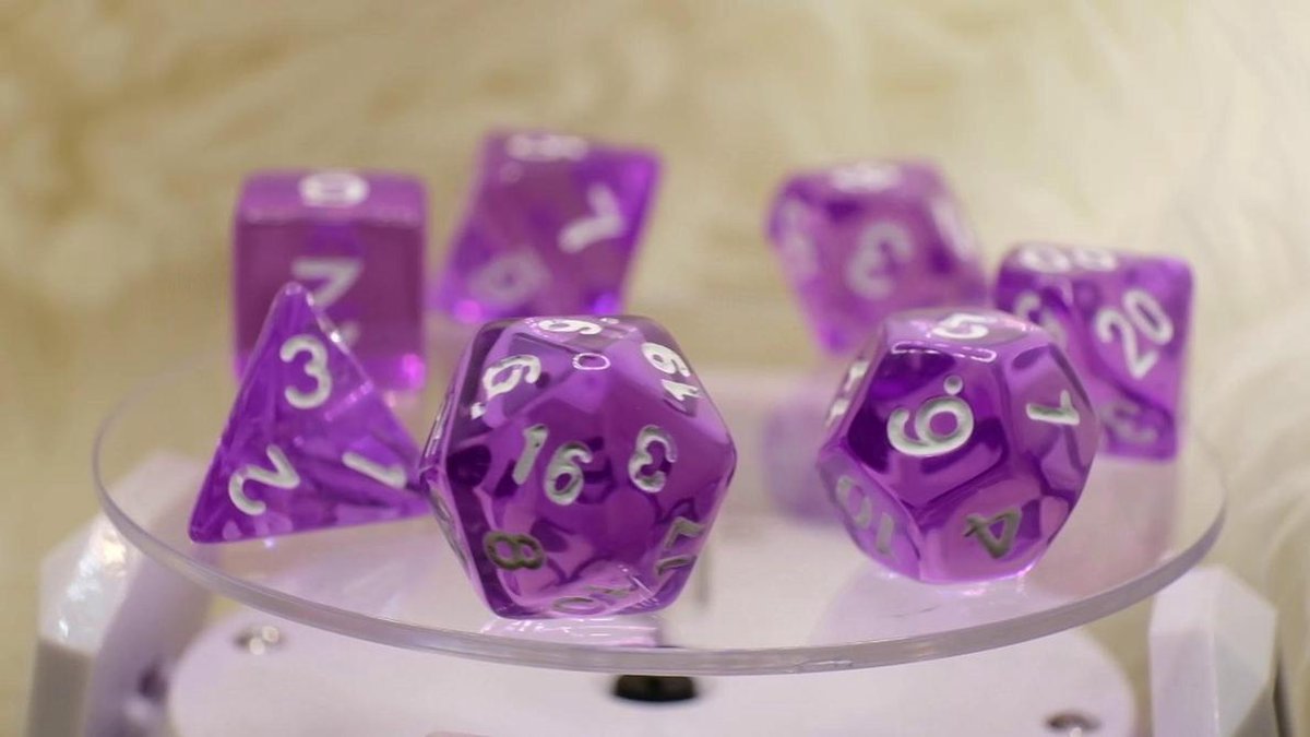 Fasizi Dés Polyédriques Transparents – Lot 2 X 7 (14 Dés) – D20 D12 D10 D8 D6 D4 – Double Couleur Violet, Pour DND RPG MTG