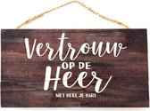Hangbord - 24,5 x 13 cm - Vertrouw op de Heer - Christelijk, Bijbel