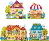 Mideer - 4 in 1  puzzels in een mooie geschenkdoos - 12 + 16 + 24 + 35 extra grote puzzelstukjes - Sprookjesachtige Stad tot 110cm lang - Kinderpuzzel - Educatief speelgoed voor kinderen