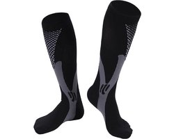 Compressiekousen - Hardlopen Reizen en meer - Compressie Sokken - Mannen en Vrouwen - Zwart - Maat XXL (44-46)