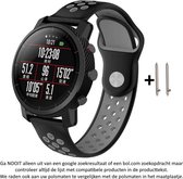 Zwart Grijs Siliconen Bandje geschikt voor bepaalde 22mm smartwatches van verschillende bekende merken (zie lijst met compatibele modellen in producttekst) - Maat: zie foto – 22 mm rubber smartwatch strap