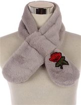 Warme faux fur meisjes sjaal Rose lichtgrijs