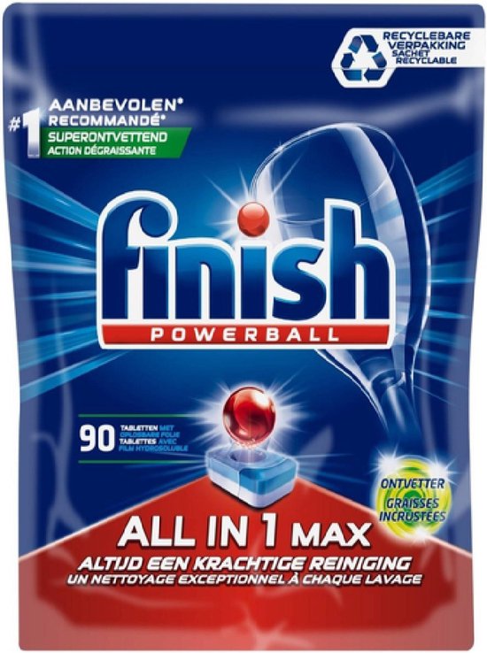 Finish Powerball all in 1 max - vaatwastabletten 90 stuks