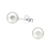 Aramat jewels ® - Zilveren pareloorbellen wit 925 zilver wit 6mm