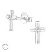 Aramat jewels ® - Zilveren swarovski elements kristal oorbellen kruis 8mm transparant