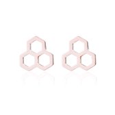 Aramat jewels ® - Zweerknopjes honingraat rosékleurig chirurgisch staal 8mm