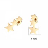 Aramat jewels ® - Kinder oorbellen 3 sterren staal goudkleurig 9mm x 4mm