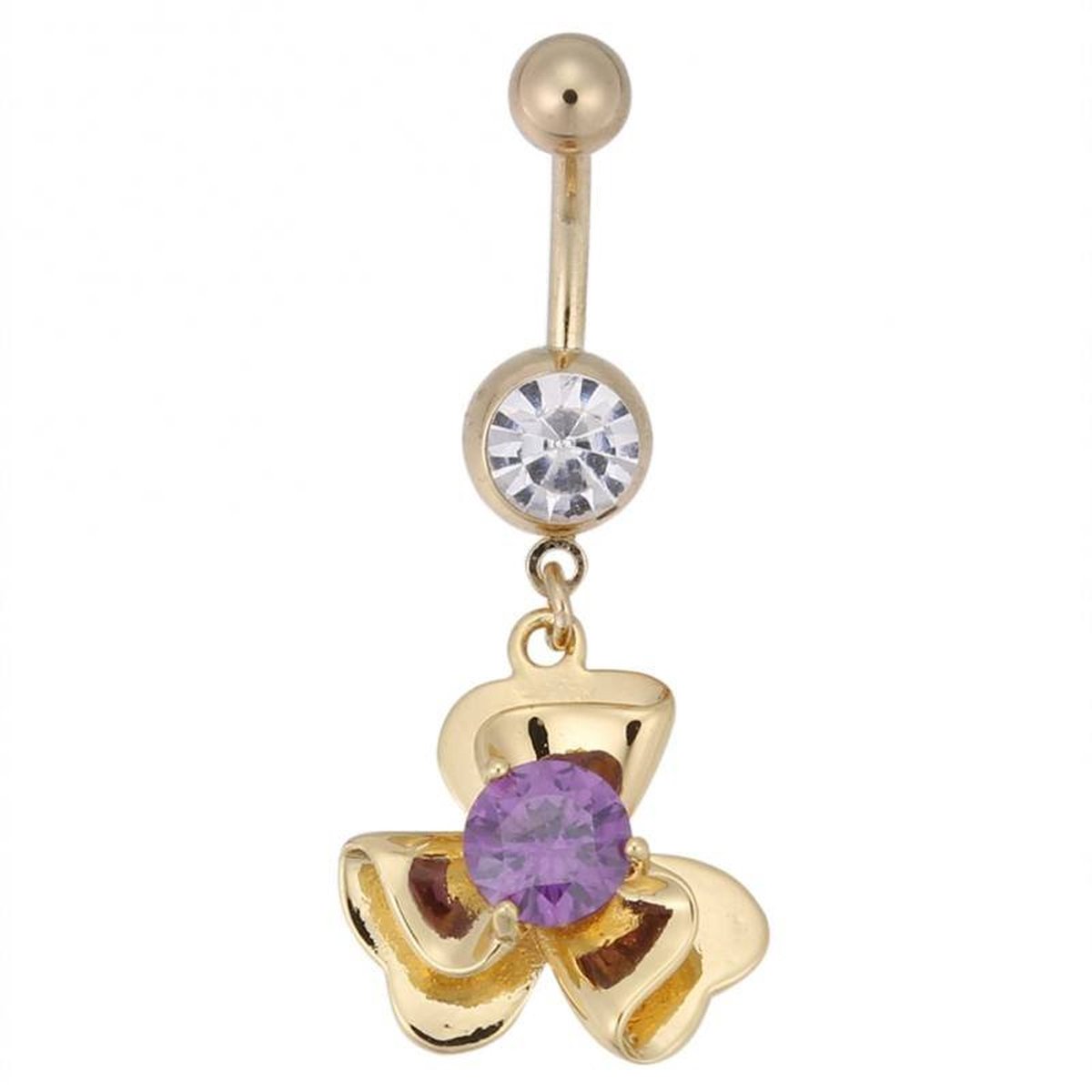 Paula & Fritz® navelpiercing van roestvrij staal chirurgisch staal 316L witte bloem