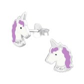 Aramat jewels ® - 925 sterling zilveren oorbellen unicorn paars