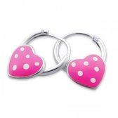 Aramat jewels ® - 925 sterling zilveren kinder oorringen met roze hart