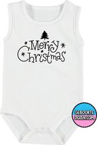 Romper - Merry Christmas - maat 62/68 - kap mouwen - baby - baby kleding jongens - baby kleding meisje - rompertjes baby - rompertjes baby met tekst - kraamcadeau meisje - kraamcad