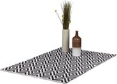 Relaxdays vloerkleed katoen - antislip kleed - zwart-wit - woonkamer tapijt - 3 groottes - 120x180cm