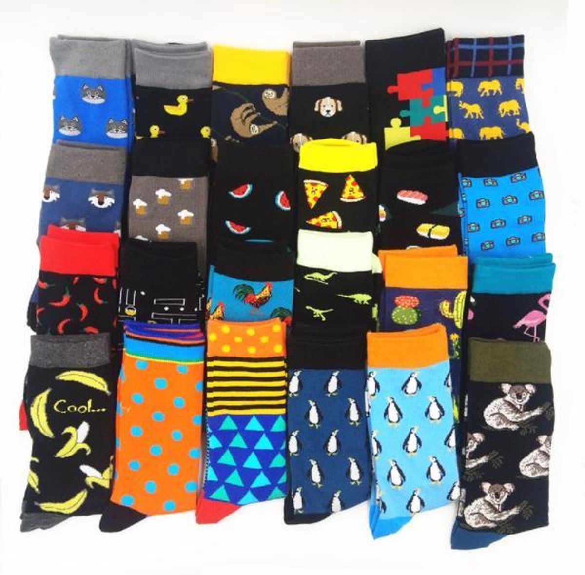 Heren sokken 6 paar - maat 40-46 - leuke print - mystery / verrassing / random / mix