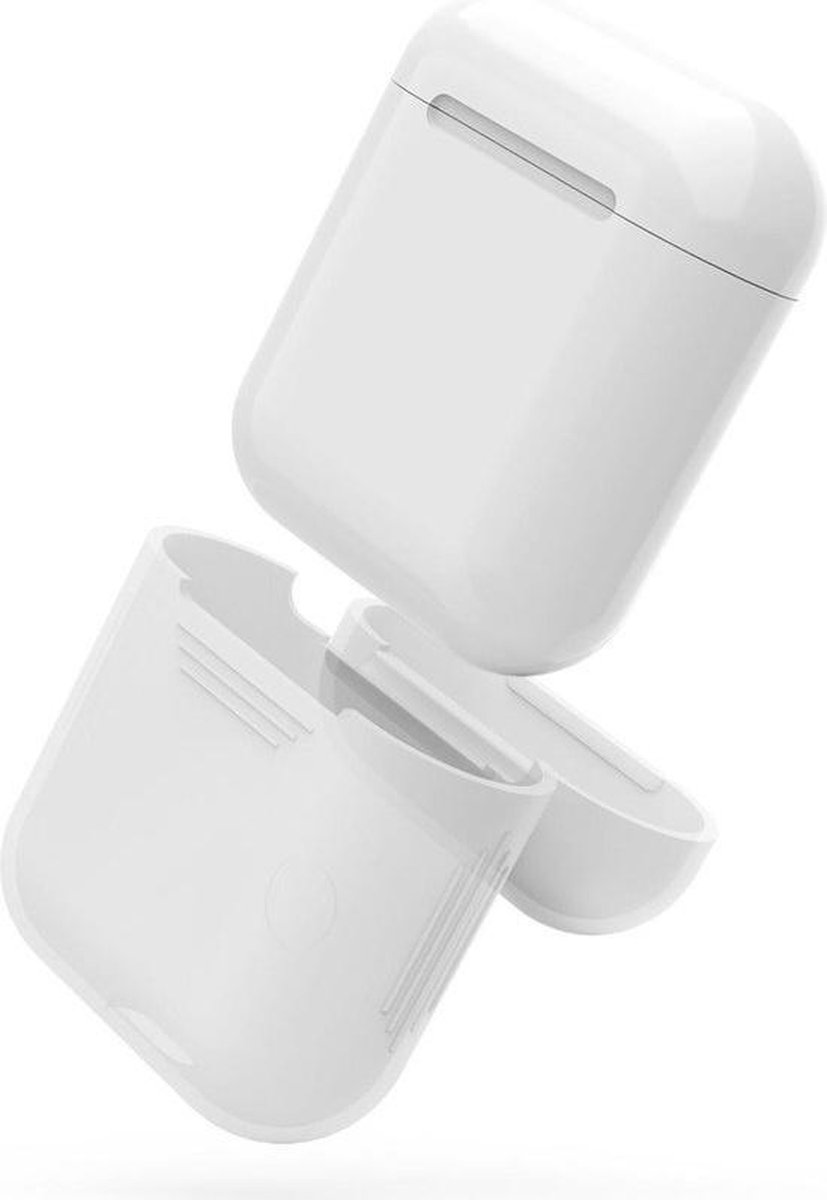 Siliconen Bescherm Hoesje Cover voor Apple AirPods Case - Airpods Hoesje Siliconen Case Transparant Wit (White)