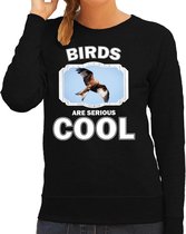 Dieren arenden sweater zwart dames - birds are serious cool trui - cadeau sweater rode wouw roofvogel/ arenden liefhebber XS